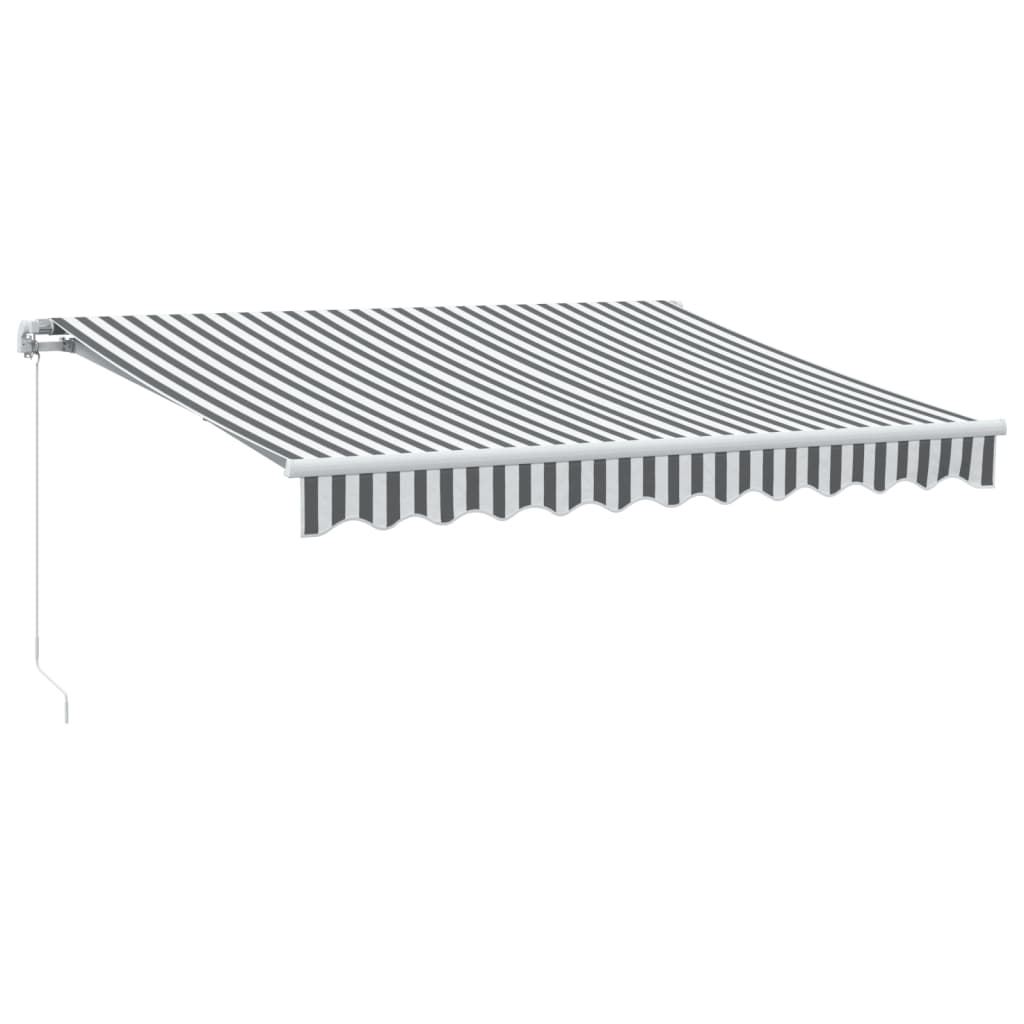 Manuell Uttrekkbar Markise Med Led Antrasitt Og Hvit 300X250 Cm