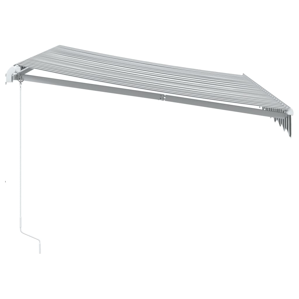 Manuell Uttrekkbar Markise Med Led Antrasitt Og Hvit 300X250 Cm