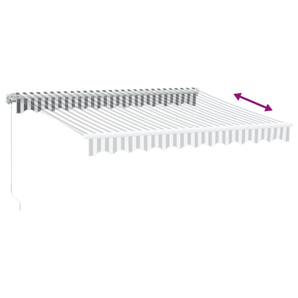 Manuell Uttrekkbar Markise Med Led Antrasitt Og Hvit 300X250 Cm