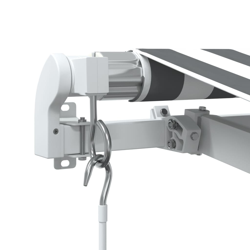 Manuell Uttrekkbar Markise Med Led Antrasitt Og Hvit 300X250 Cm