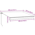 Manuell Uttrekkbar Markise Med Led Antrasitt Og Hvit 300X250 Cm