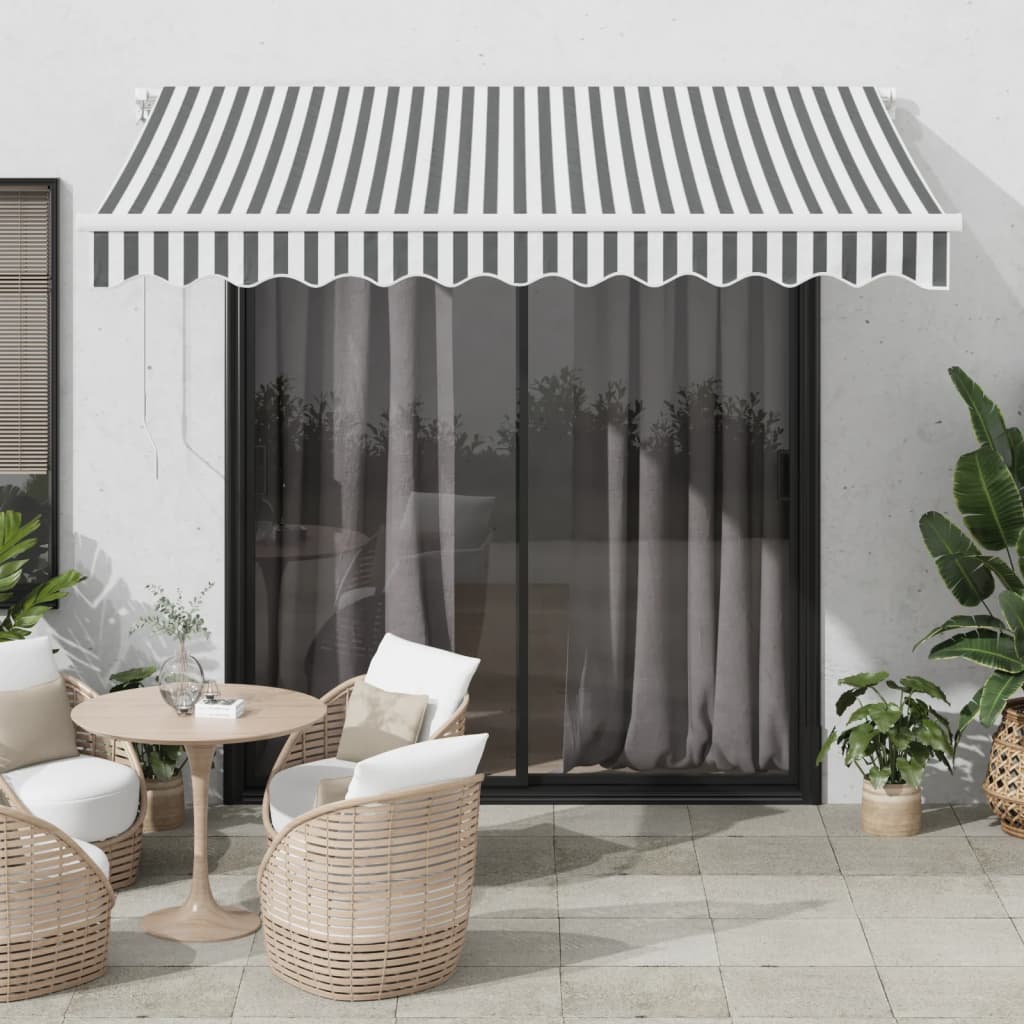 Manuell Uttrekkbar Markise Med Led Antrasitt Og Hvit 300X250 Cm