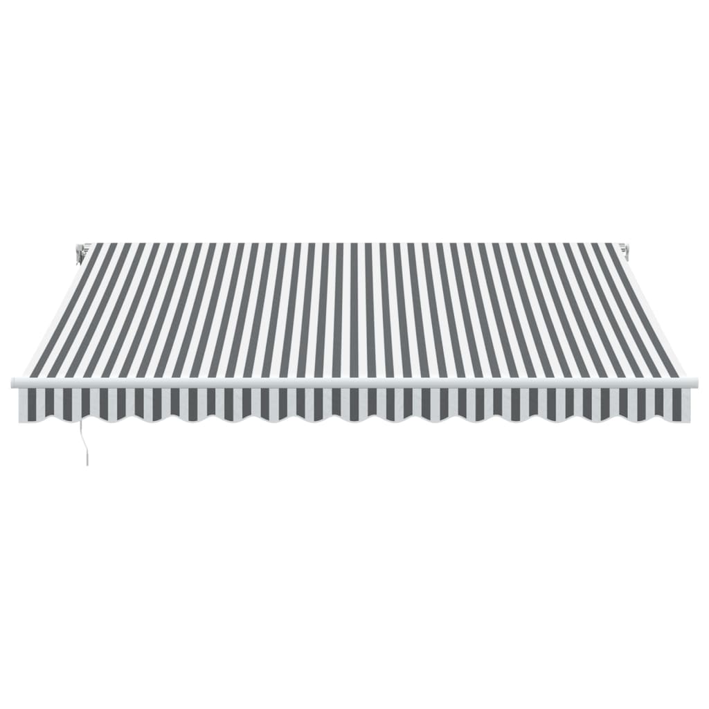 Manuell Uttrekkbar Markise Med Led Antrasitt Og Hvit 400X350 Cm