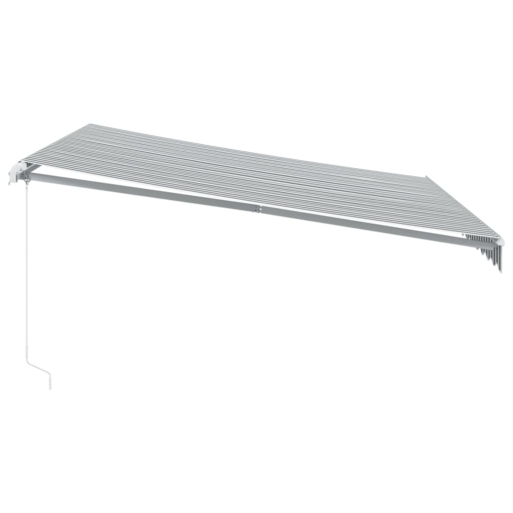 Manuell Uttrekkbar Markise Med Led Antrasitt Og Hvit 400X350 Cm