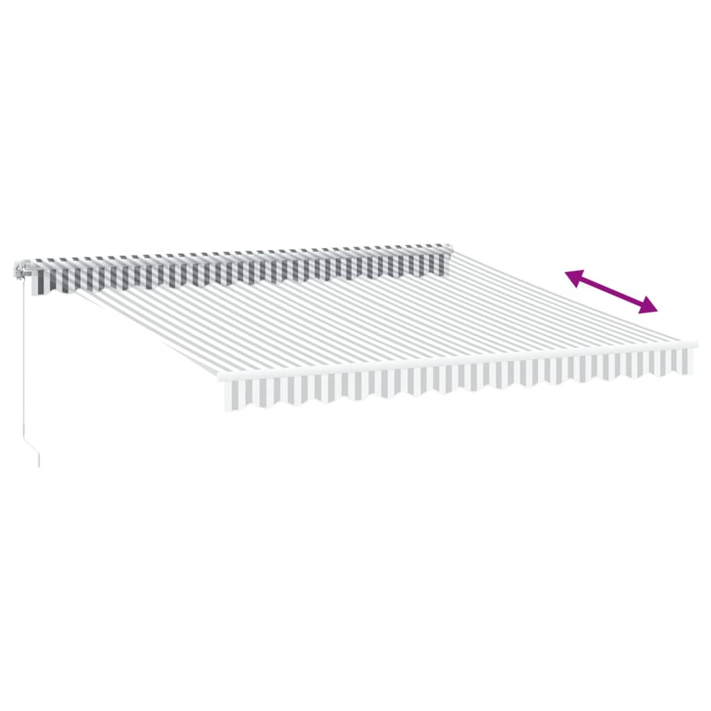 Manuell Uttrekkbar Markise Med Led Antrasitt Og Hvit 400X350 Cm