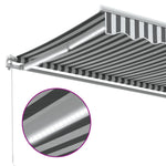 Manuell Uttrekkbar Markise Med Led Antrasitt Og Hvit 400X350 Cm