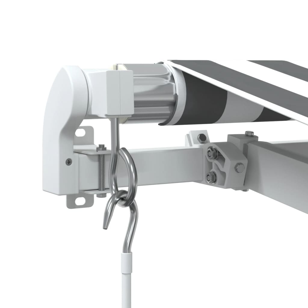 Manuell Uttrekkbar Markise Med Led Antrasitt Og Hvit 400X350 Cm