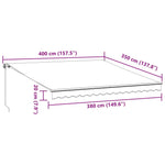 Manuell Uttrekkbar Markise Med Led Antrasitt Og Hvit 400X350 Cm