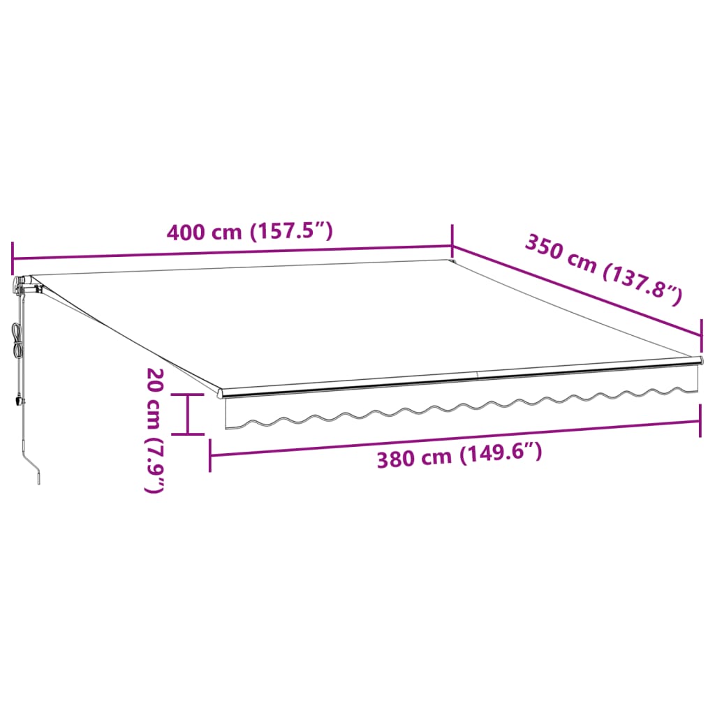 Automatisk Uttrekkbart Markise Antrasitt Og Hvit 400X350 Cm