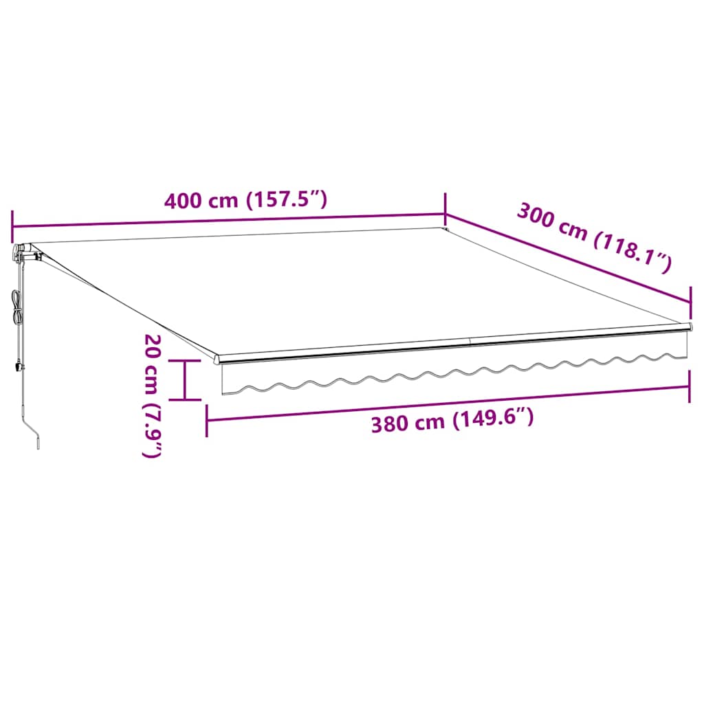 Automatisk Uttrekkbart Markise Antrasitt Og Hvit 400X300 Cm
