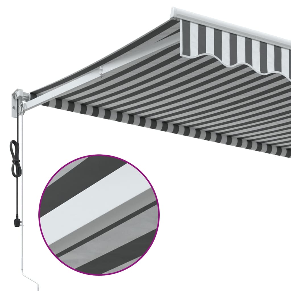 Uttrekkbar Markise Antrasitt Og Hvit 3,5X2,5 M Stoff Aluminium