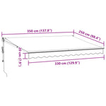 Uttrekkbar Markise Antrasitt Og Hvit 3,5X2,5 M Stoff Aluminium