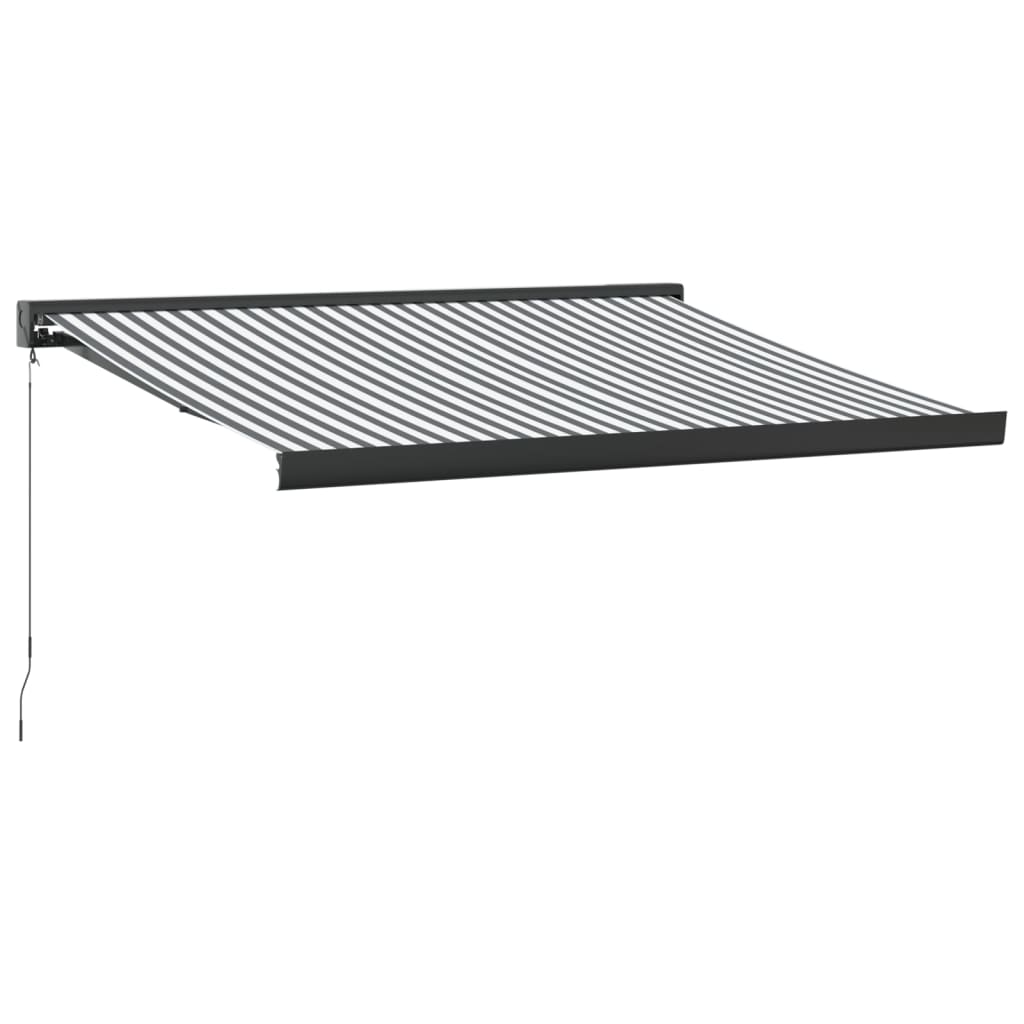 Uttrekkbar Markise Antrasitt Og Hvit 3,5X2,5 M Stoff Aluminium
