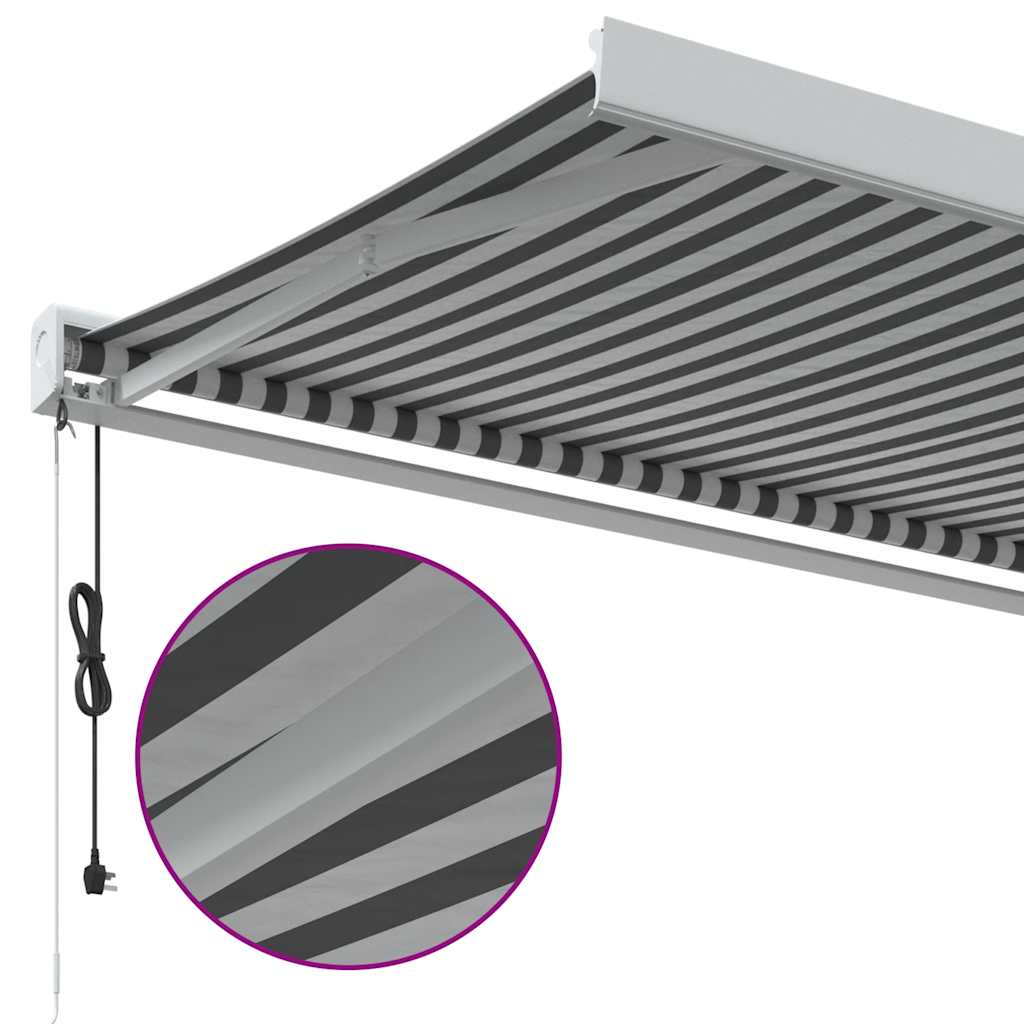 Uttrekkbar Markise Antrasitt Og Hvit 3X2,5 M Stoff Og Aluminium
