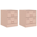 Nattbord 2 Stk Rosa 34,5X39X44 Cm Stål