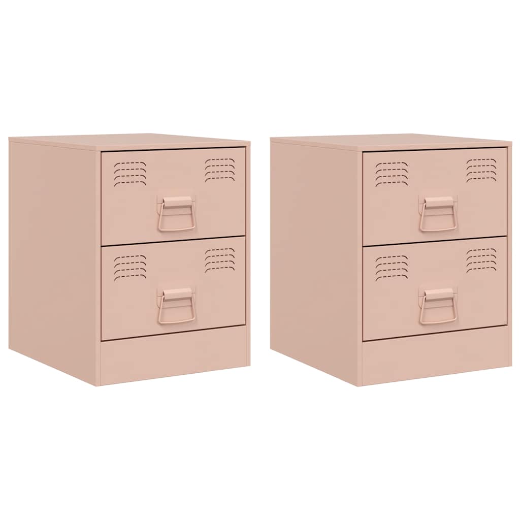 Nattbord 2 Stk Rosa 34,5X39X44 Cm Stål