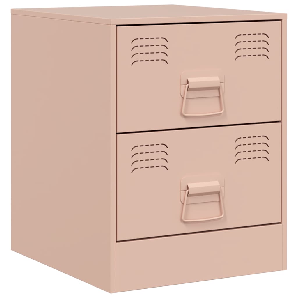 Nattbord 2 Stk Rosa 34,5X39X44 Cm Stål