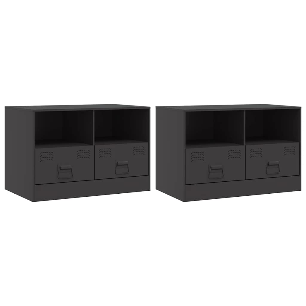 Tv-Benker 2 Stk Svart 67X39X44 Cm Stål