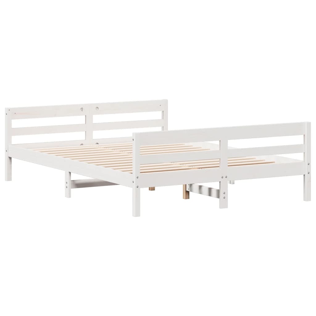 Sengeramme Uten Madrass Hvit 140X200 Cm Heltre Furu