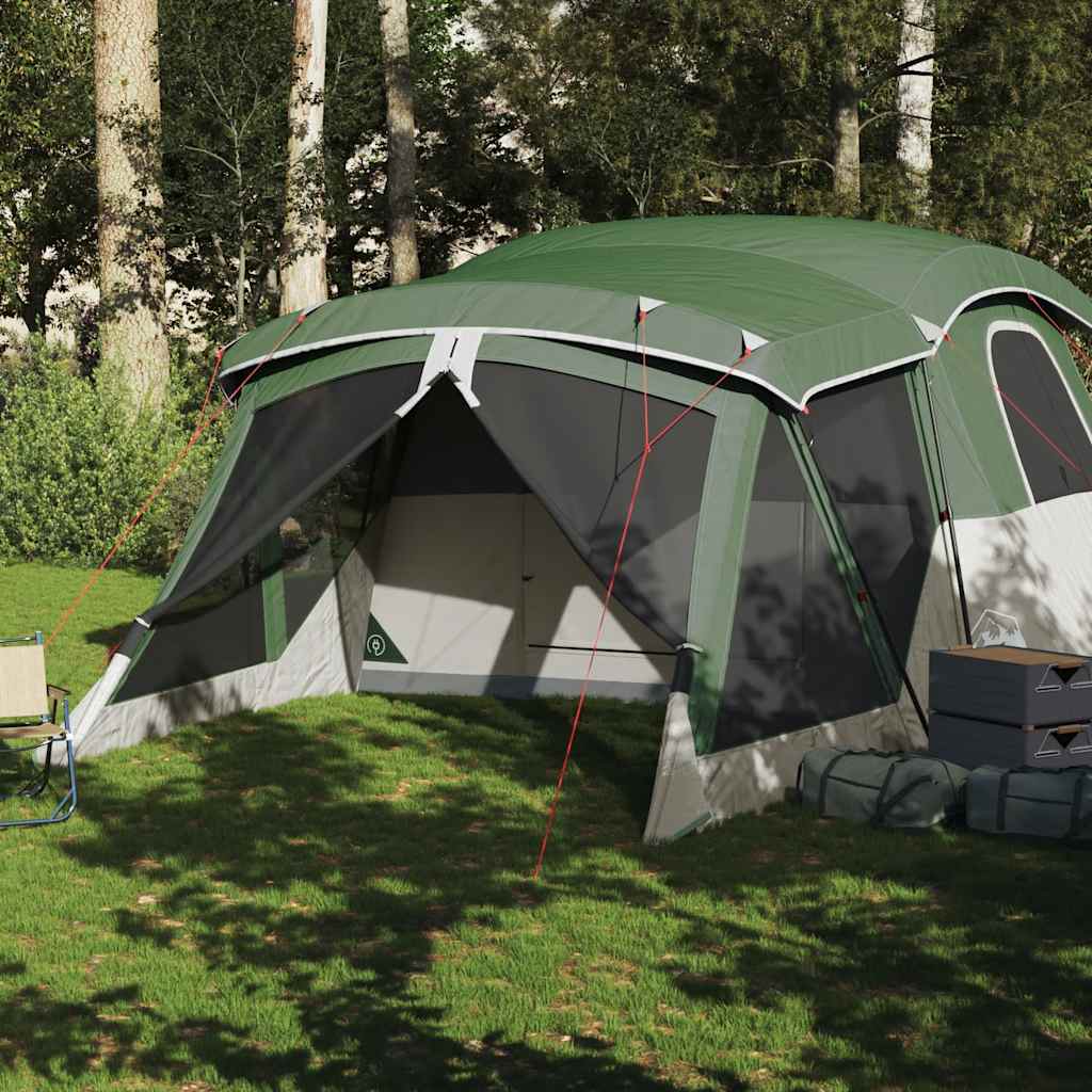 Campingtelt Med Veranda 4 Personer Grønn Vanntett