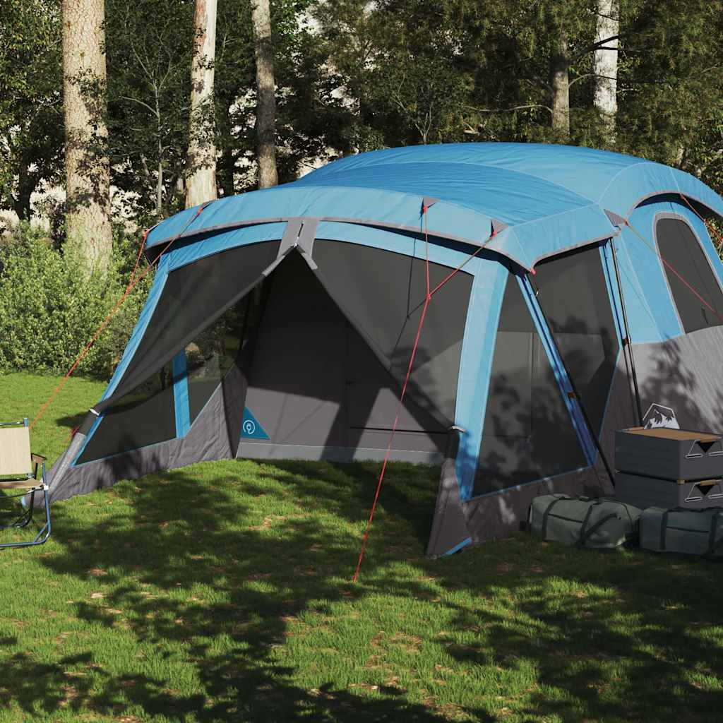 Campingtelt Med Veranda 4 Personer Blå Vanntett