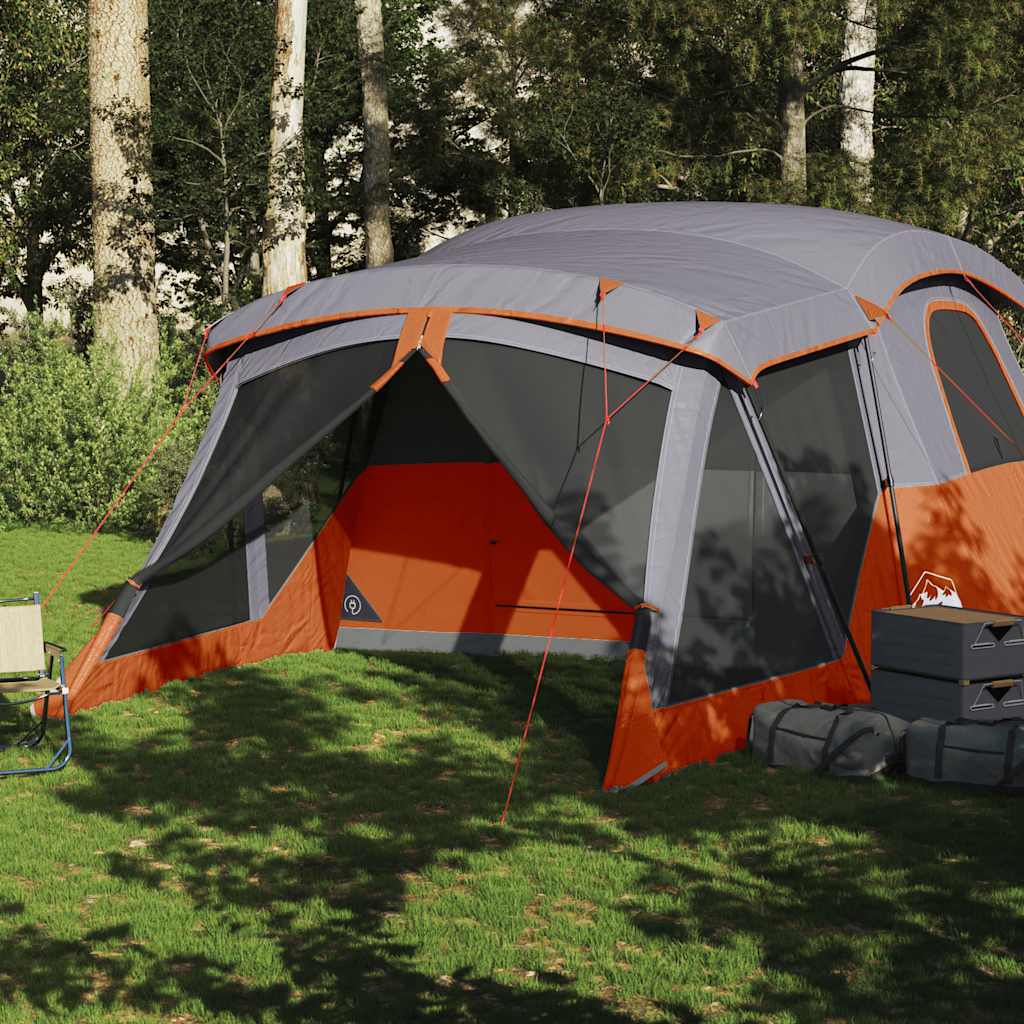 Campingtelt Med Veranda 4 Personer Oransje Vanntett