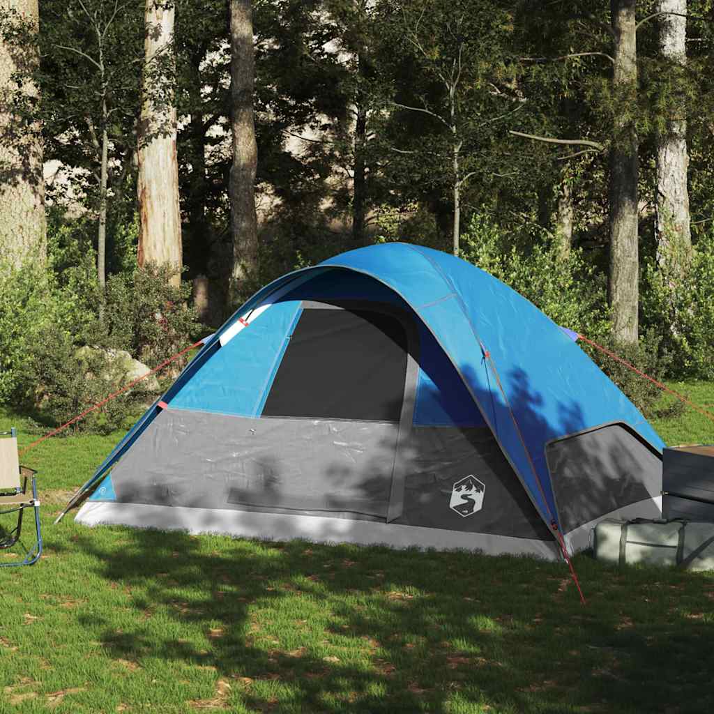 Kuppeltelt For Camping 6 Personer Blå Vanntett