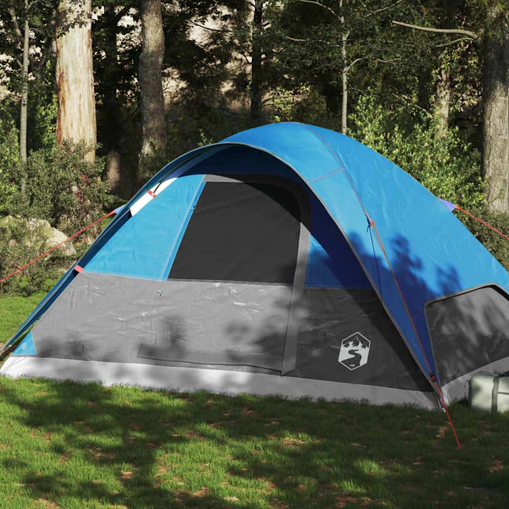 Kuppeltelt For Camping 6 Personer Blå Vanntett