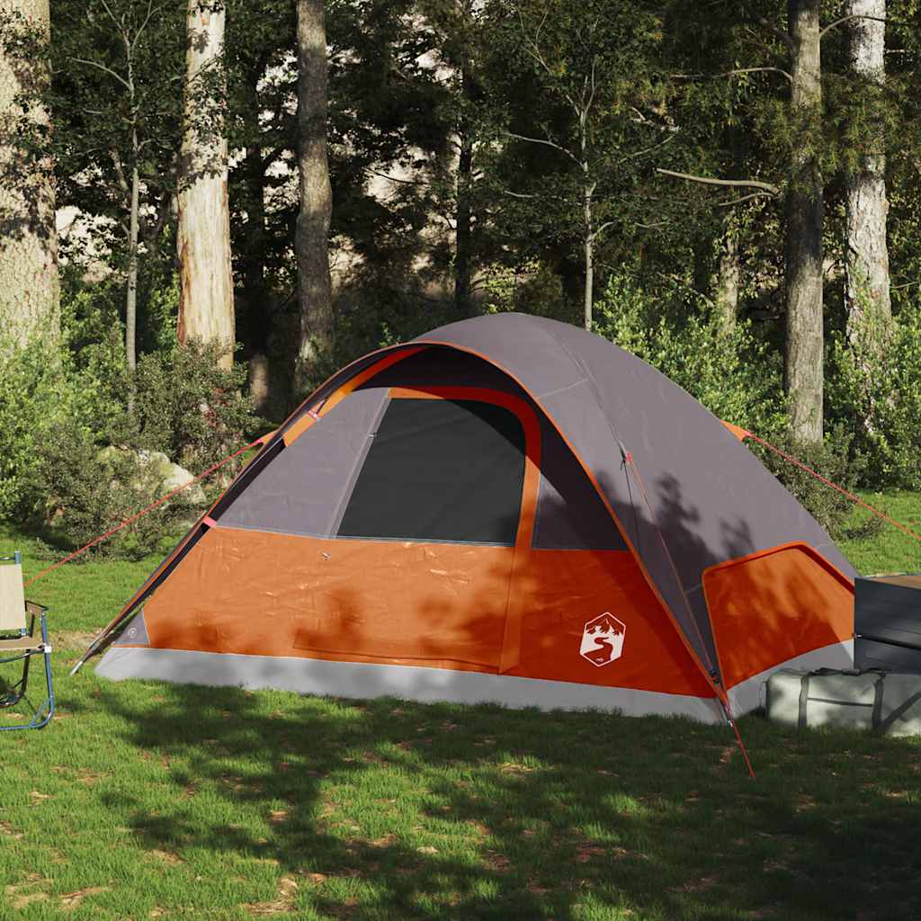 Kuppeltelt For Camping 6 Personer Oransje Vanntett