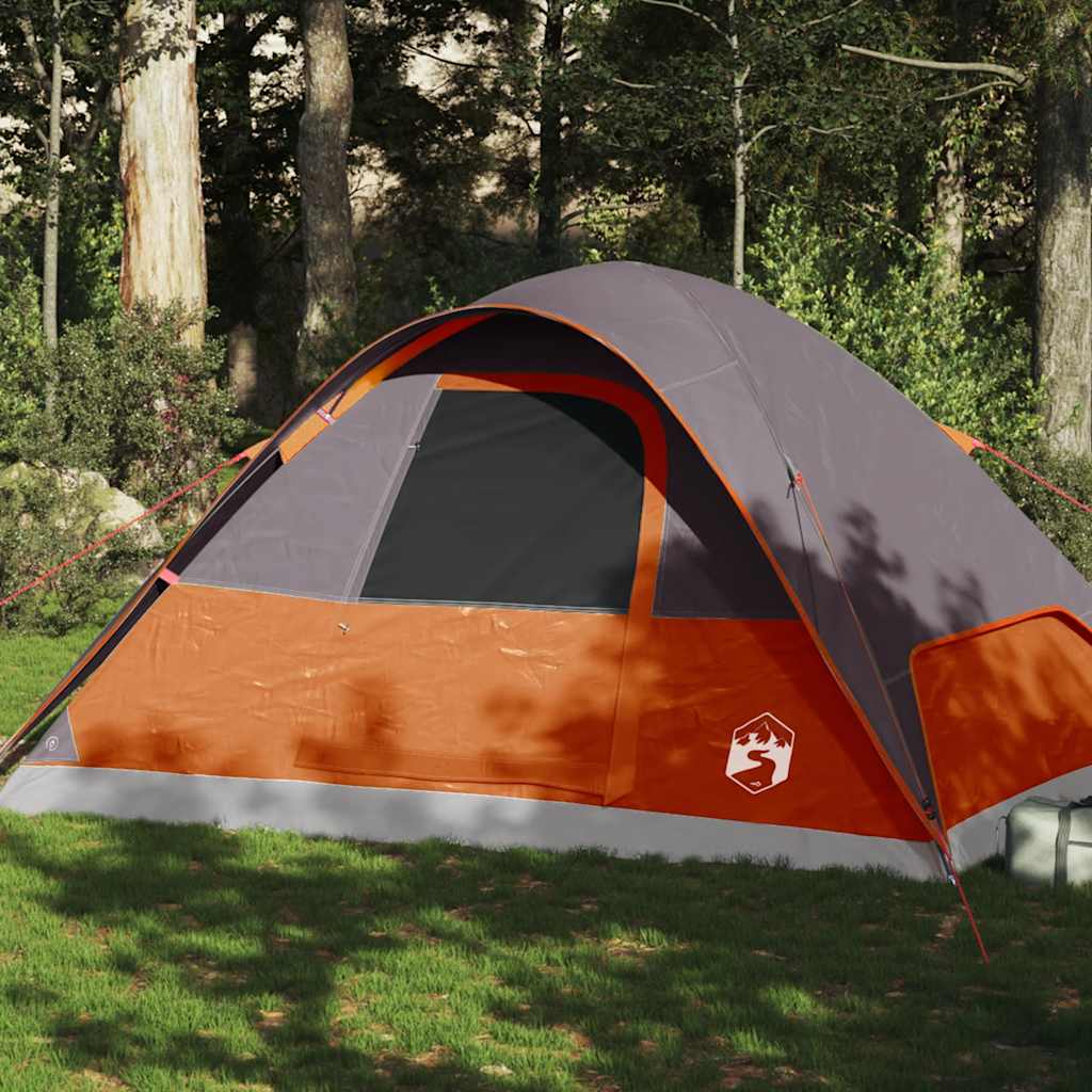 Kuppeltelt For Camping 6 Personer Oransje Vanntett