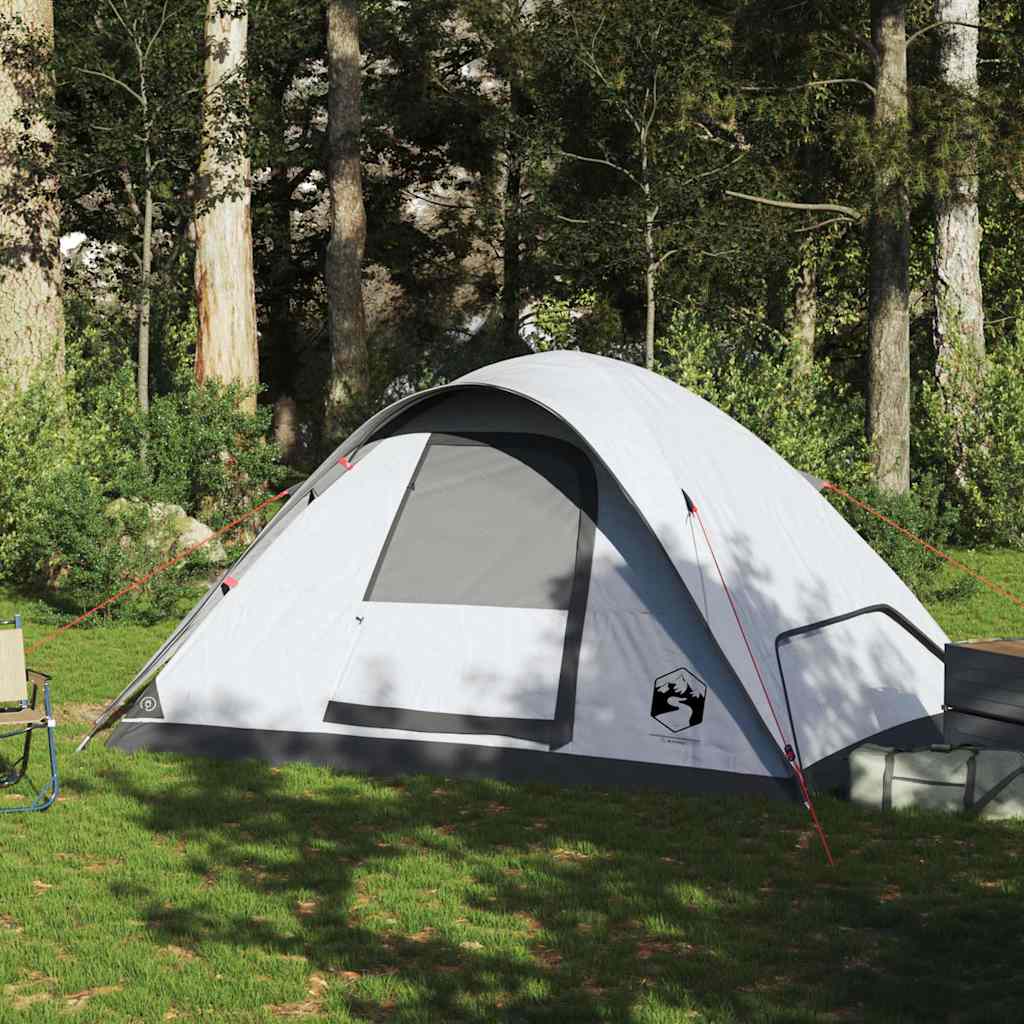 Kuppeltelt For Camping 6 Personer Hvit Blendingsstoff Vanntett