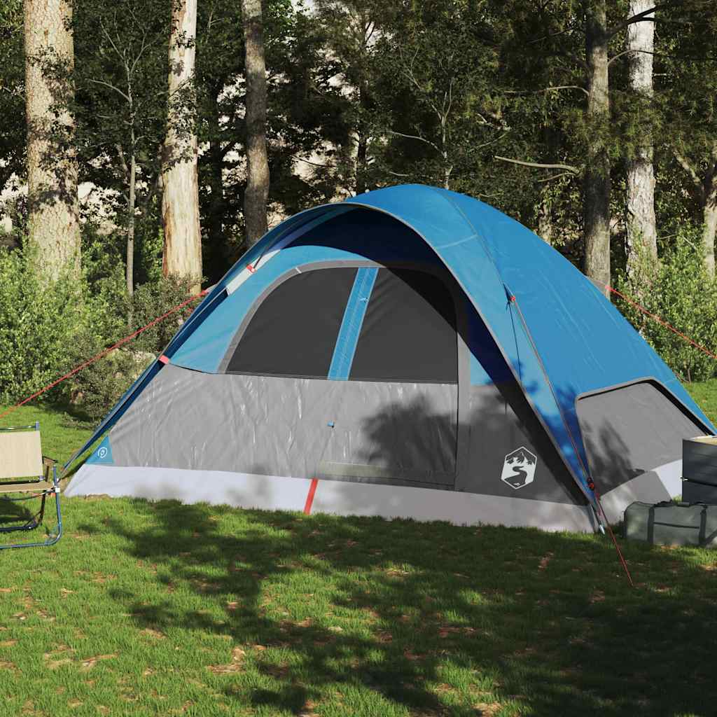 Kuppeltelt For Camping 6 Personer Blå Vanntett