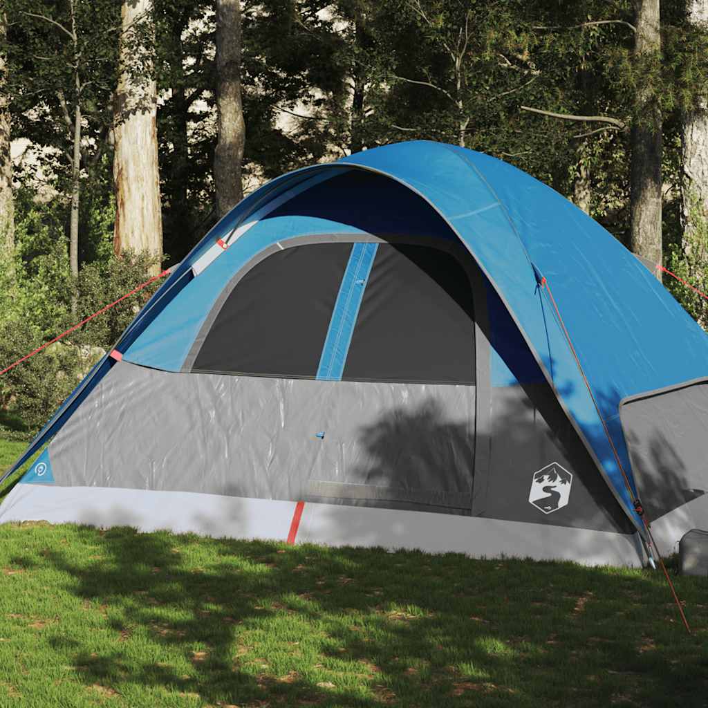 Kuppeltelt For Camping 6 Personer Blå Vanntett