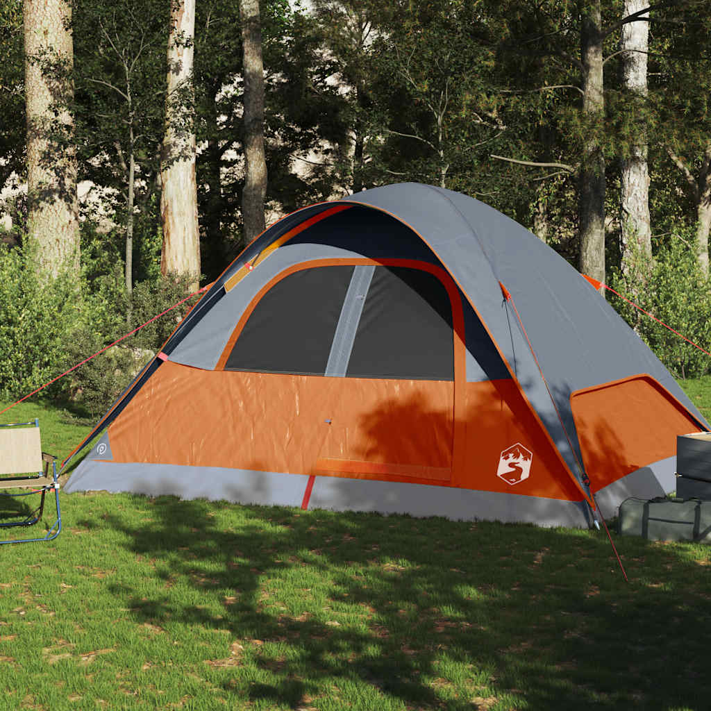 Kuppeltelt For Camping 6 Personer Oransje Vanntett