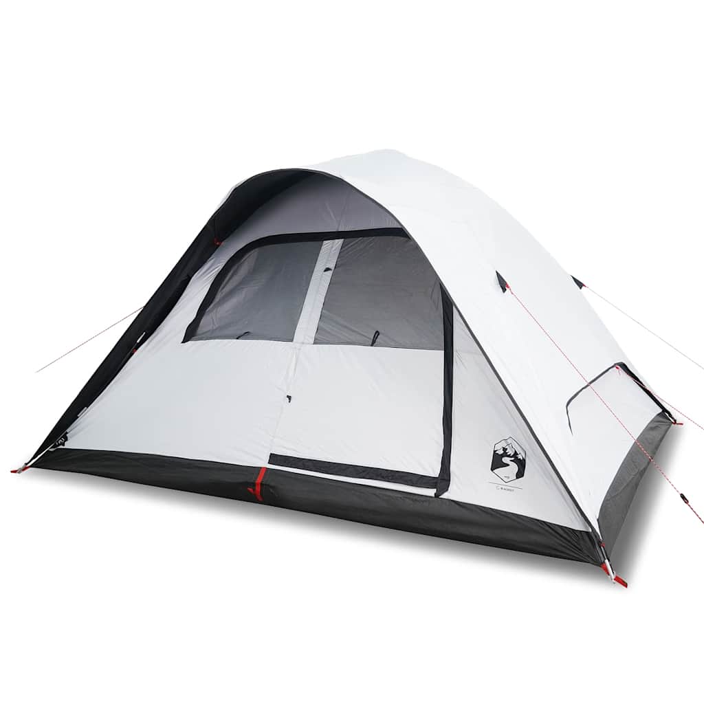 Kuppeltelt For Camping 6 Personer Hvit Blendingsstoff Vanntett