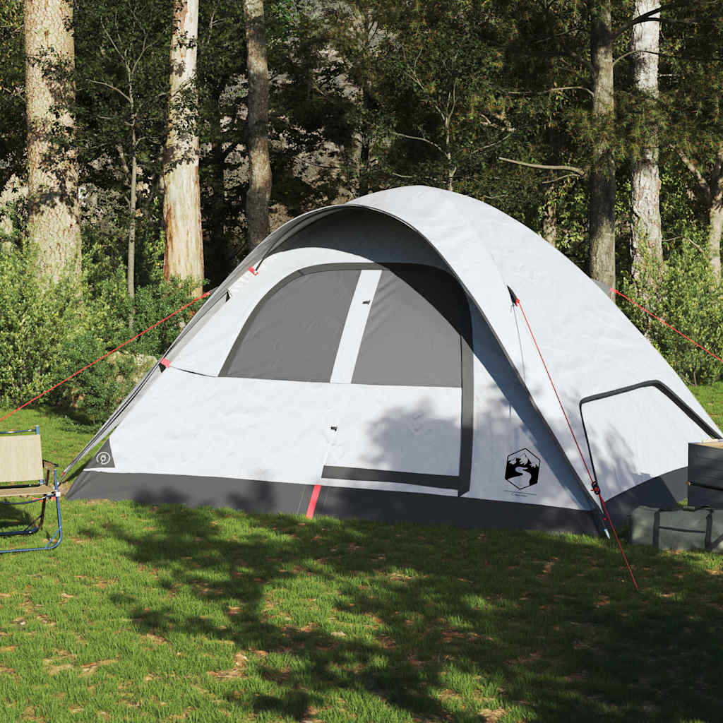 Kuppeltelt For Camping 6 Personer Hvit Blendingsstoff Vanntett