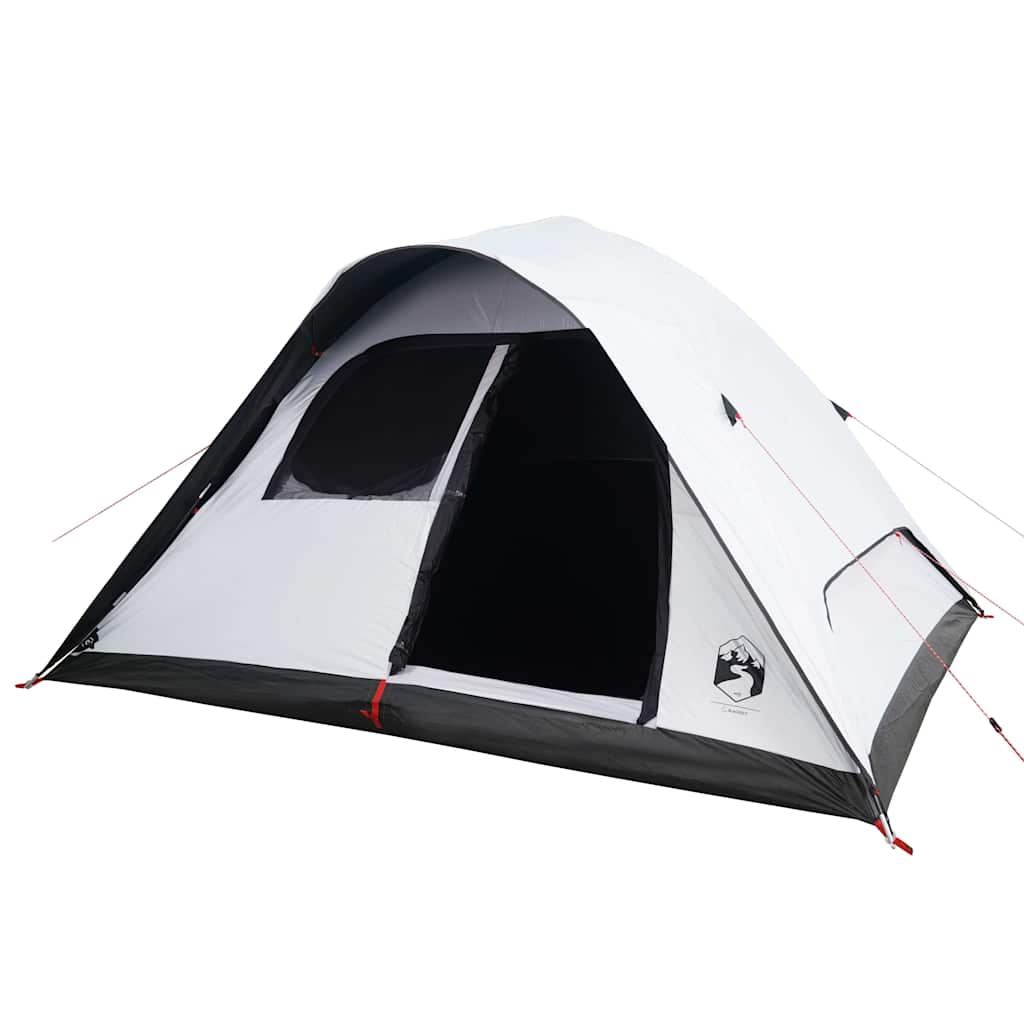 Kuppeltelt For Camping 6 Personer Hvit Blendingsstoff Vanntett