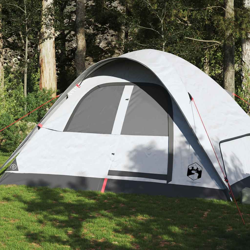 Kuppeltelt For Camping 6 Personer Hvit Blendingsstoff Vanntett