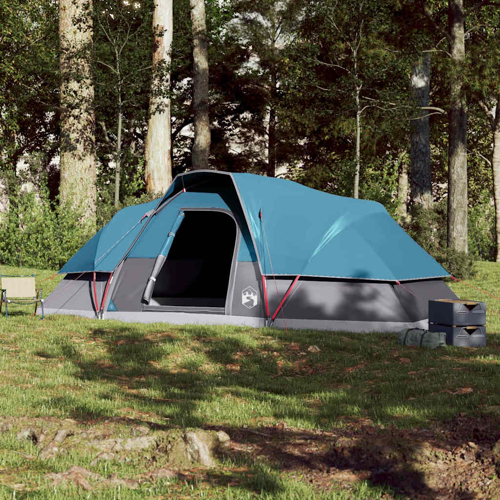 Kuppeltelt For Camping 9 Personer Blå Vanntett
