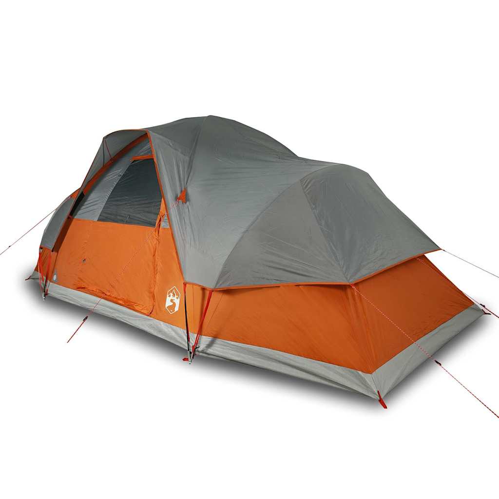 Kuppeltelt For Camping 9 Personer Oransje Vanntett