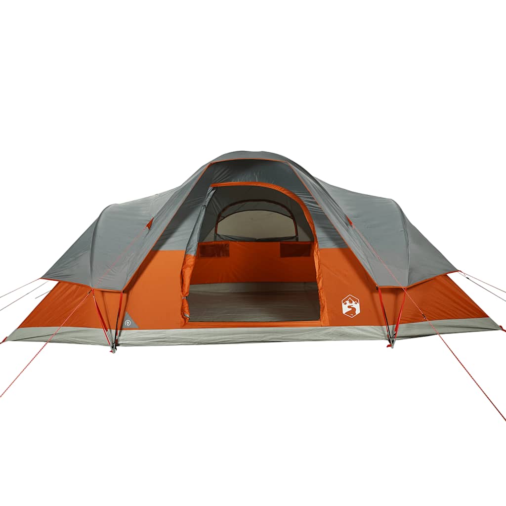 Kuppeltelt For Camping 9 Personer Oransje Vanntett