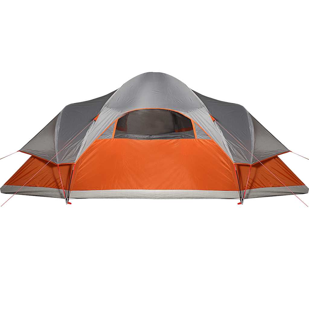 Kuppeltelt For Camping 9 Personer Oransje Vanntett