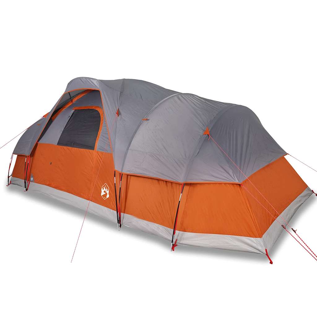 Kuppeltelt For Camping 11 Personer Grå Og Oransje Vanntett