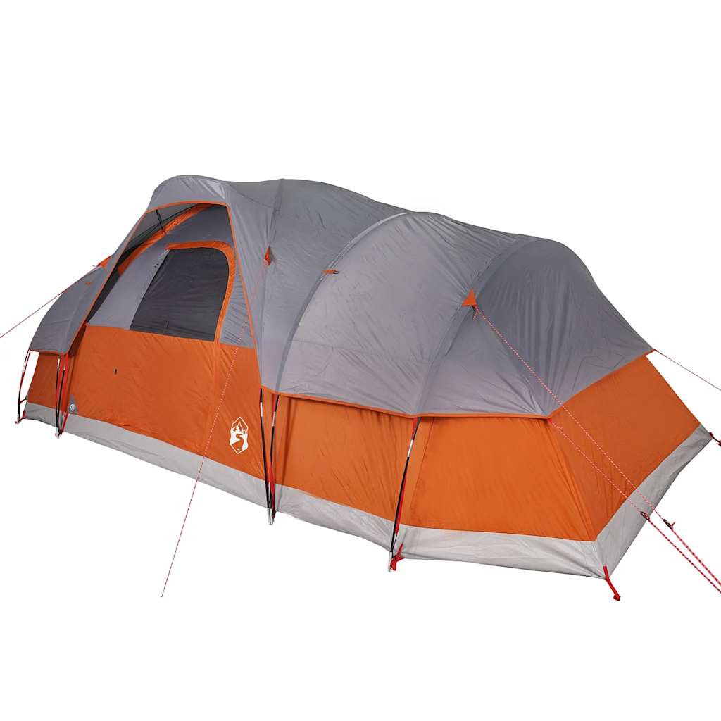 Kuppeltelt For Camping 11 Personer Grå Og Oransje Vanntett