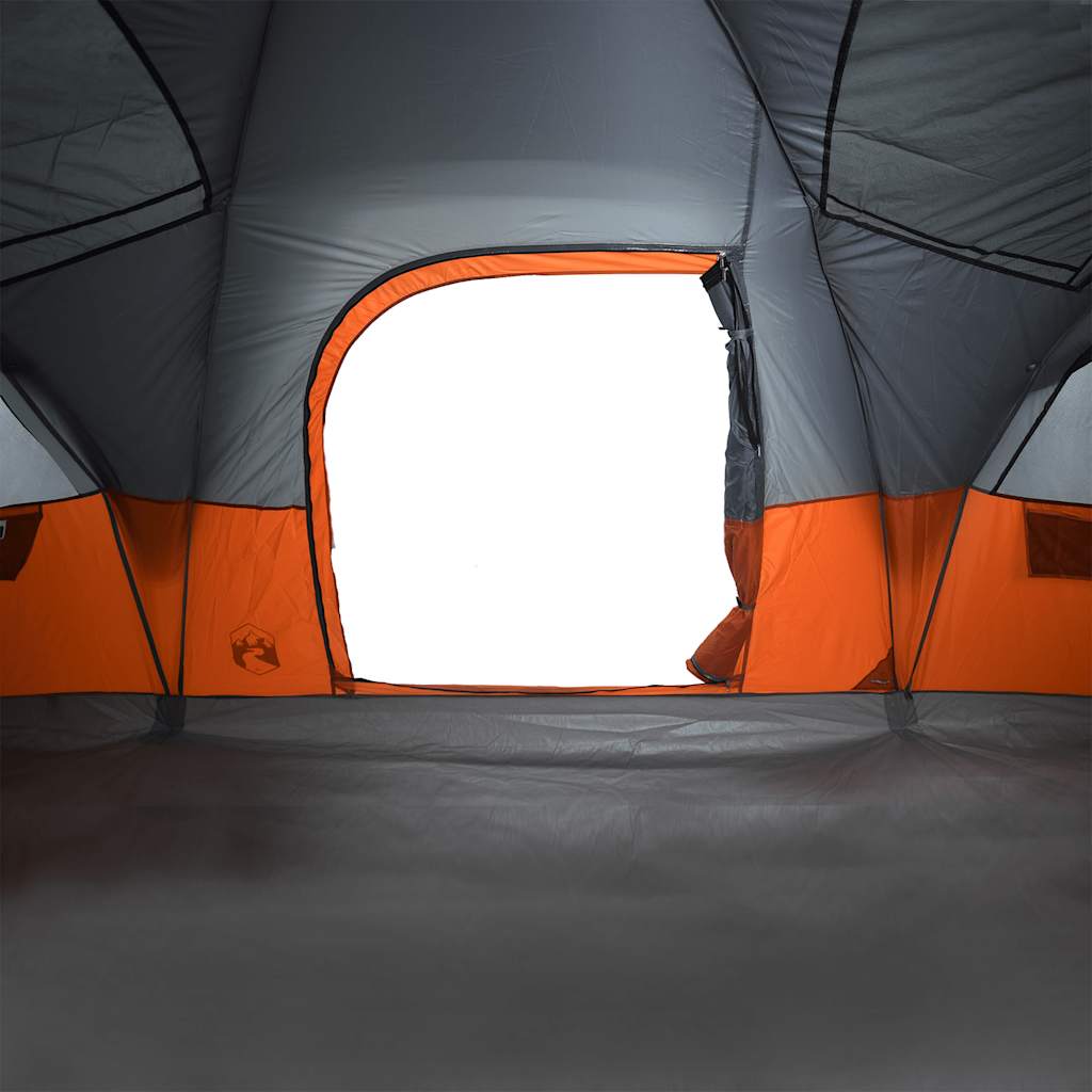 Kuppeltelt For Camping 11 Personer Grå Og Oransje Vanntett