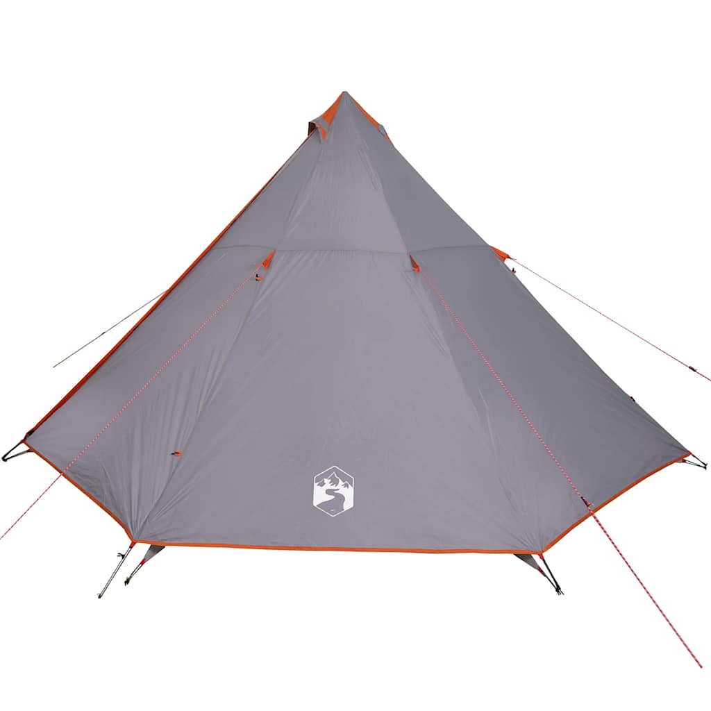 Familietelt Tipi For 8 Personer Grå Og Oransje Vanntett