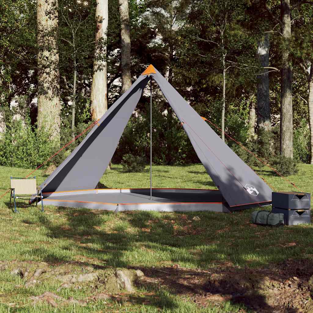 Familietelt Tipi For 8 Personer Grå Og Oransje Vanntett