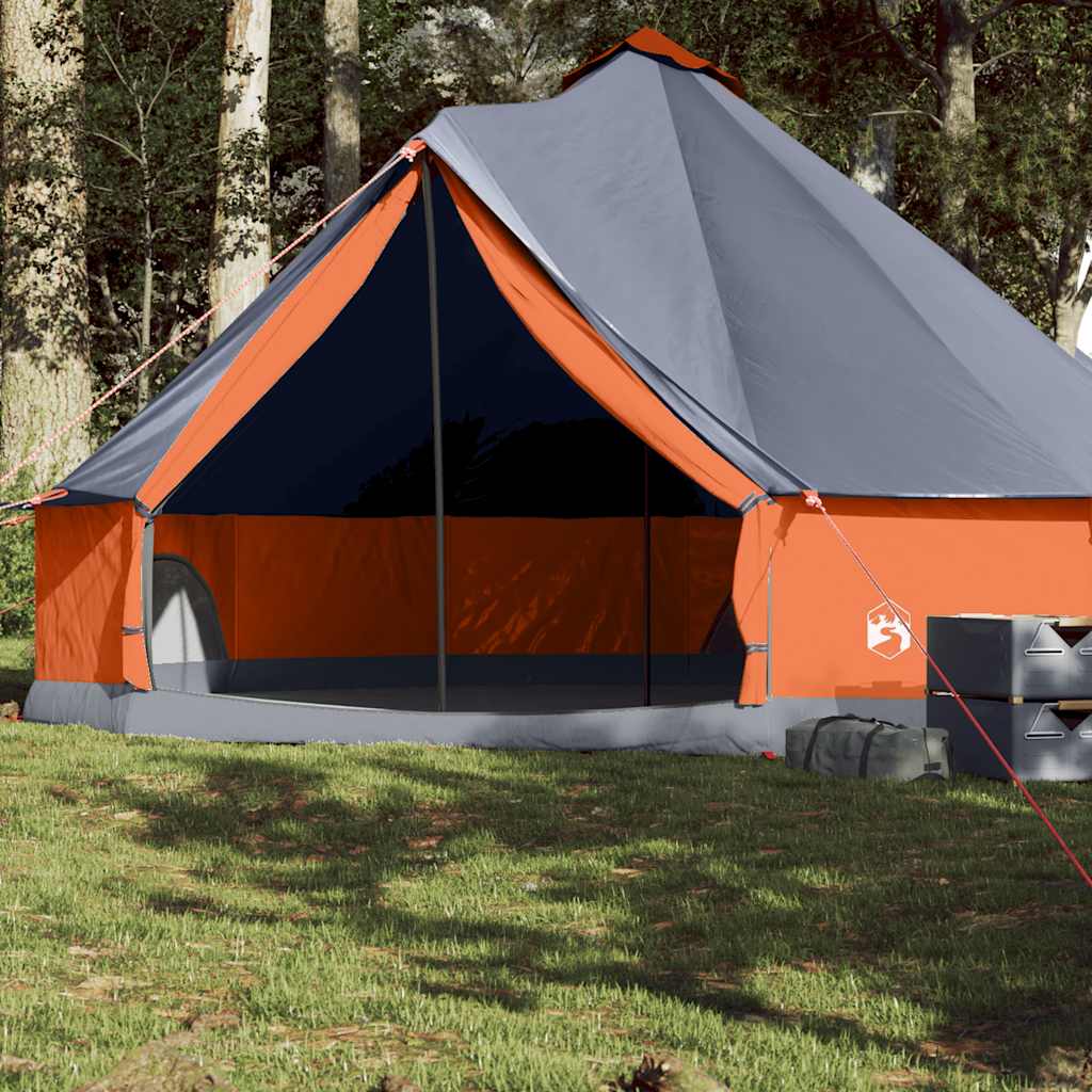 Familietelt Tipi For 8 Personer Grå Og Oransje Vanntett
