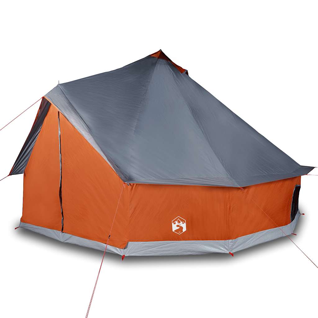 Familietelt Tipi For 12 Personer Grå Og Oransje Vanntett