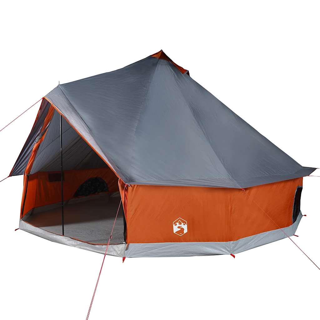 Familietelt Tipi For 10 Personer Grå Og Oransje Vanntett